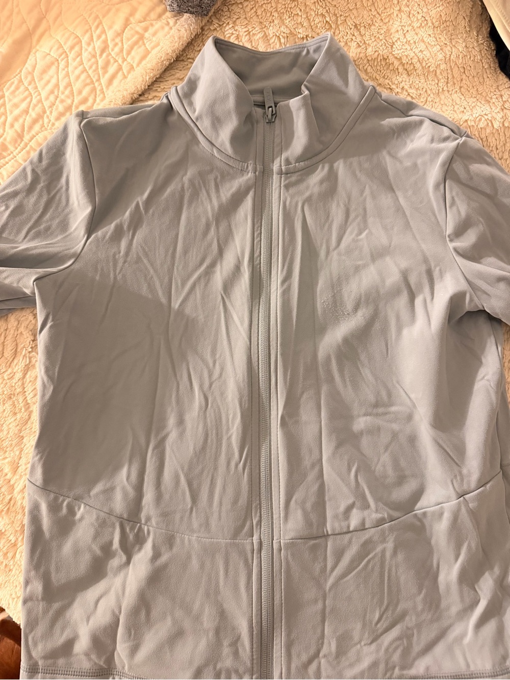 Women’s Light Gray Full‑Zip Utility Jacket with High Collar